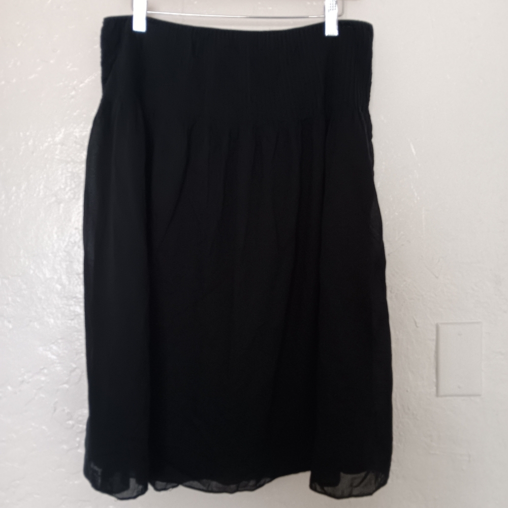 Lauren Ralph Lauren midi black skirt womens sz 10 minimalist quiet luxury basics